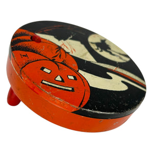 Vintage Halloween T. Cohn Tin Litho Ratchet Noisemaker Witch & JOL ~ 1930s at Eerie Emporium. 4