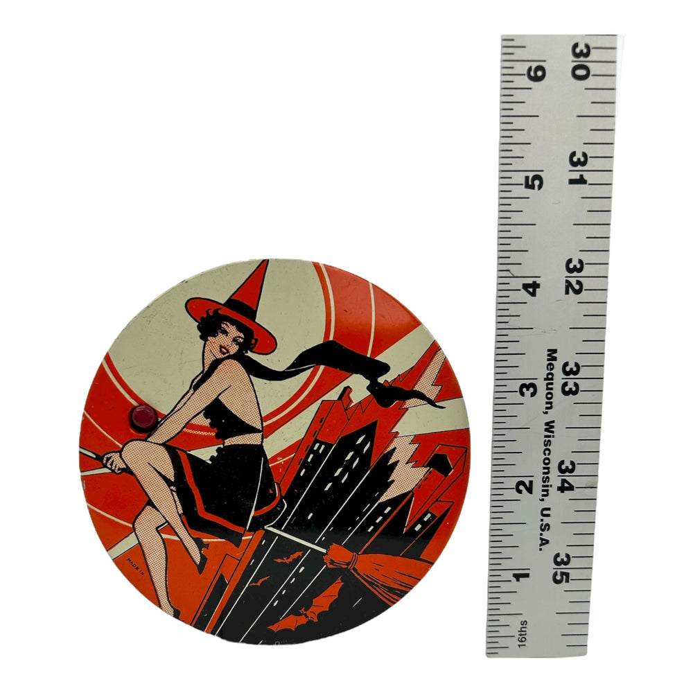 Vintage Halloween T. Cohn Tin Ratchet Art Deco Witch Noisemaker ~ 1930s at Eerie Emporium. 8