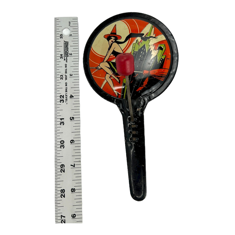 Vintage Halloween T. Cohn Witch Noisemaker Pan Clanger ~ 1930s USA Art Deco at Eerie Emporium. 6