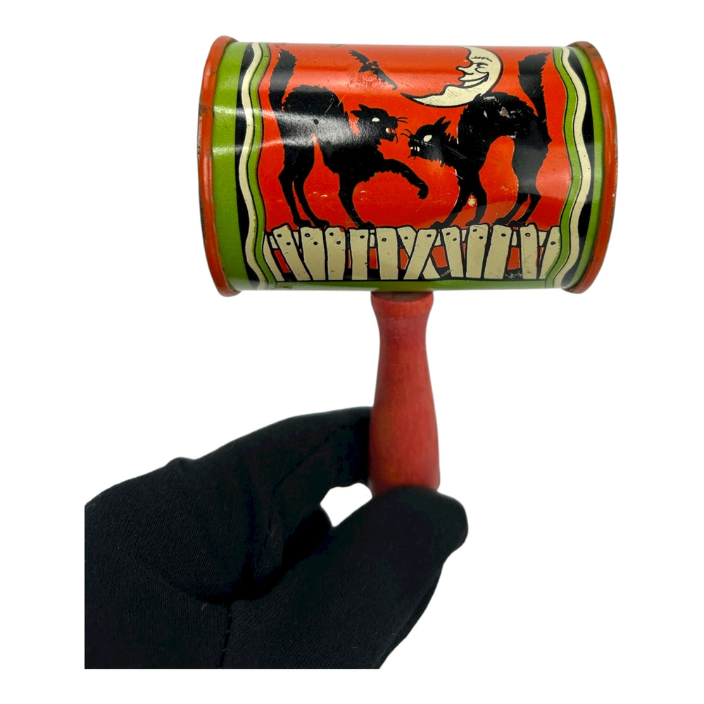 Vintage Halloween T Cohn Black Cats On Fence Shaker Noisemaker from the 1940s at Eerie Emporium. 2