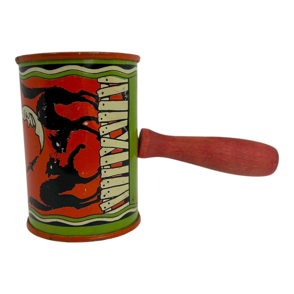 Vintage Halloween T Cohn Black Cats On Fence Shaker Noisemaker from the 1940s at Eerie Emporium. 3