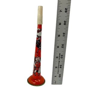 Vintage Halloween Tin Litho Horn Noisemaker US Metal Toy 1950s Witch JOL Owl at Eerie Emporium. 3