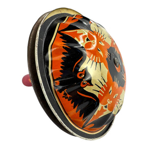 Vintage Halloween Tin Rattler Noisemaker ~ 1930s Cats, Bats, & Owls at Eerie Emporium. 7