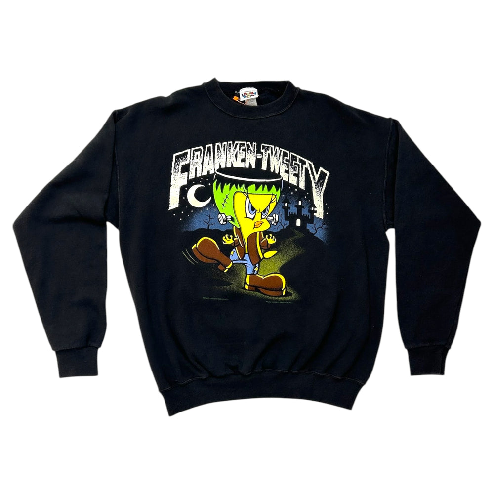 Vintage Halloween Tweety Bird Frankenstein Looney Tunes Sweater XL Crewneck from 1995 at Eerie Emporium.
