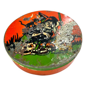 Vintage Halloween US Metal Toy Tin Litho Witch Noisemaker Ratchet ~ 1950s at Eerie Emporium. 3
