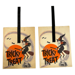 Vintage Halloween Witch Trick Or Treat Bag Set of 2 ~ 1950s / 1960s at Eerie Emporium. 2