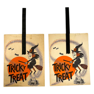 Vintage Halloween Witch Trick Or Treat Bag Set of 2 ~ 1950s / 1960s at Eerie Emporium.