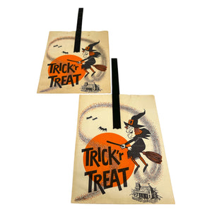 Vintage Halloween Witch Trick Or Treat Bag Set of 2 ~ 1950s / 1960s at Eerie Emporium. 4