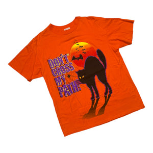 Vintage Happy Halloween Black Cat Don't Cross My Path Single Stitch T-Shirt size XL 1990s at Eerie Emporium. 4