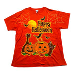 Vintage Happy Halloween Bobbie Brooks T-Shirt with Black Cat and JOLs ~ XL 1990s at Eerie Emporium.