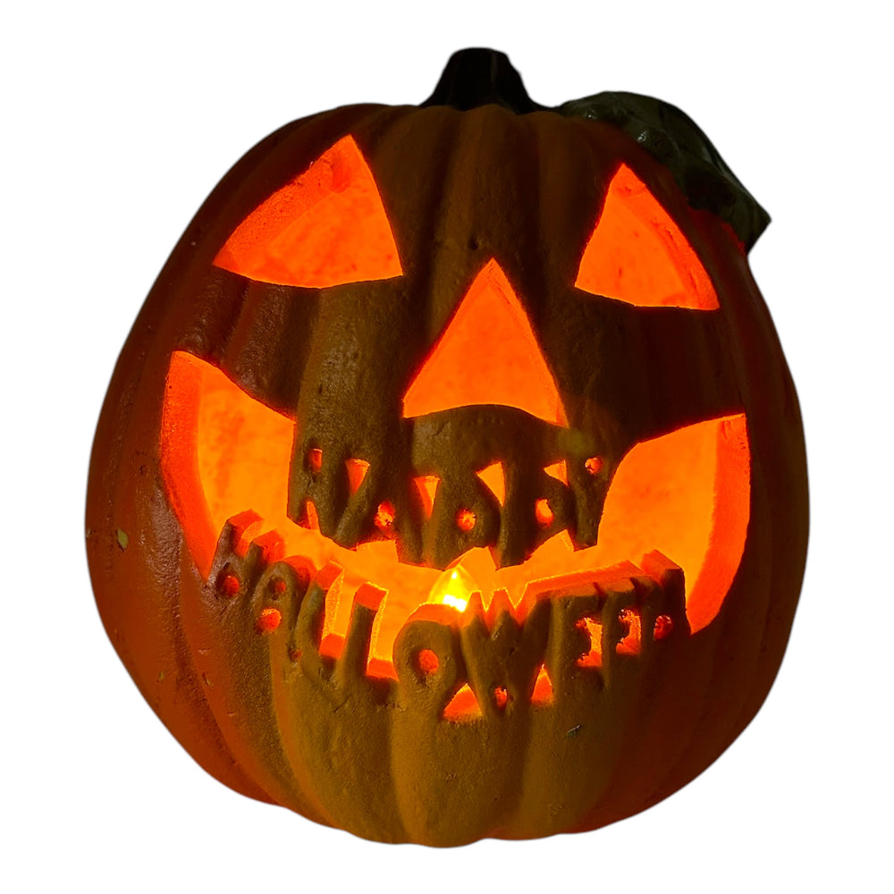 Vintage Matrix Industries 1996 Happy Halloween Lighted Foam Pumpkin at Eerie Emporium. 4
