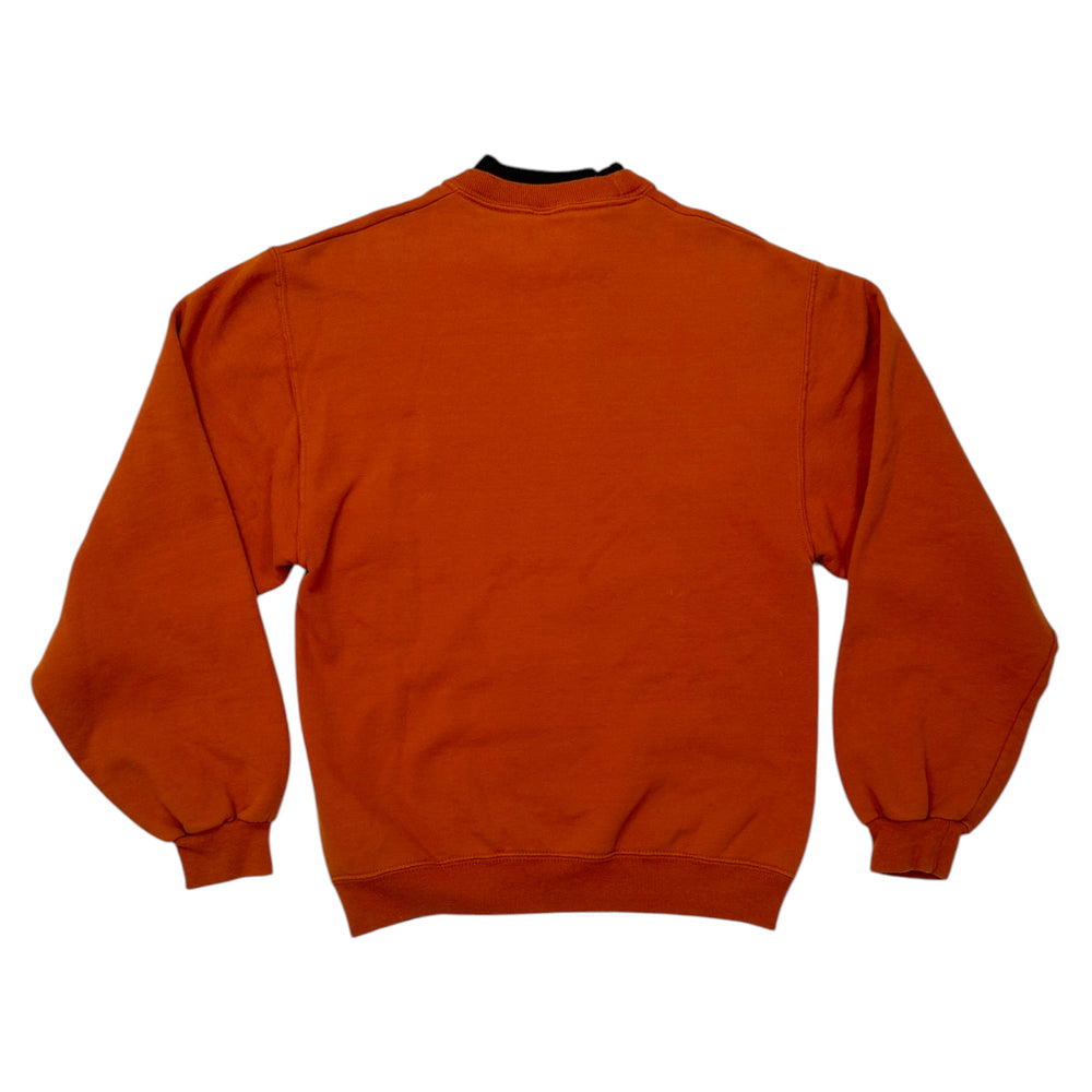 Vintage Sweatshirt Fall Kitten In Pumpkin with Glitter & Leaves Size Small at Eerie Emporium. 5