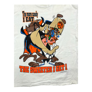 Vintage Tasmanian Devil Taz Looney Tunes Halloween Candy Shirt XL at 1995 at Eerie Emporium. 4