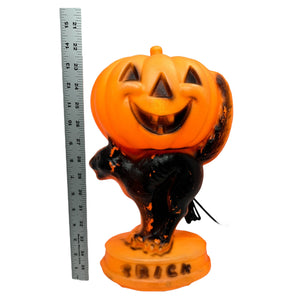 Vintage Halloween General Foam Plastics Black Cat O Pumpkin Double Sided Blow Mold at Eerie Emporium.