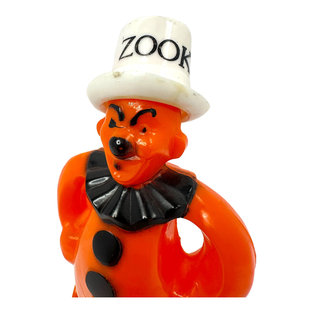 Vintage Halloween Rosbro Plastic Zook Clown On Wheels Candy Container / Toy from the 1950s at Eerie Emporium.