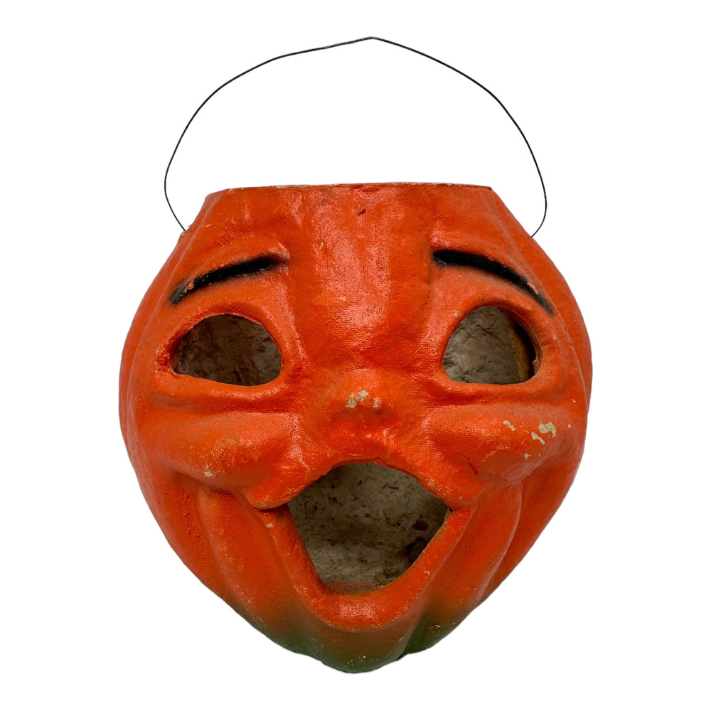 Vintage Halloween 1940s Large Paper Mache Pulp Jack-O'-Lantern Pumpkin at Eerie Emporium.