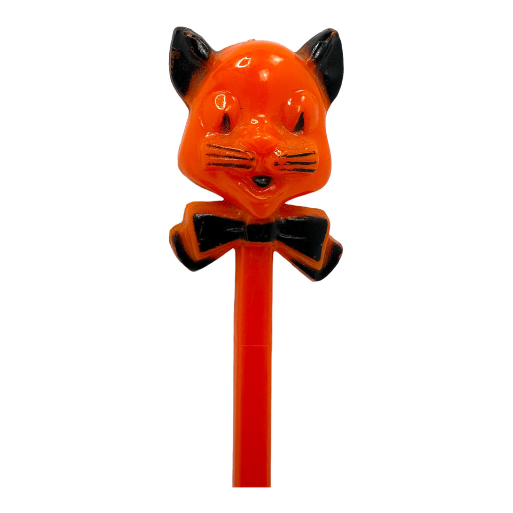 Vintage Halloween Rosbro Plastic Cat Shovel Candy Holder Toy from the 1950s at Eerie Emporium.