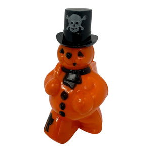 Vintage Halloween Rosbro Plastic Snowman Candy Holder Toy from the 1950s at Eerie Emporium.