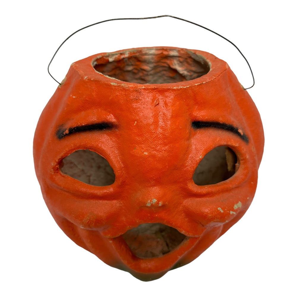 Vintage Halloween 1940s Large Paper Mache Pulp Jack-O'-Lantern Pumpkin at Eerie Emporium.