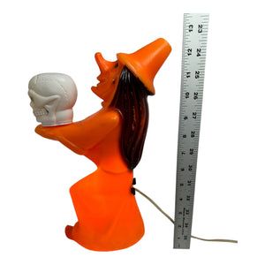 Vintage Halloween Tico Toys Witch Holding Skull Tabletop Blow Mold at Eerie Emporium.