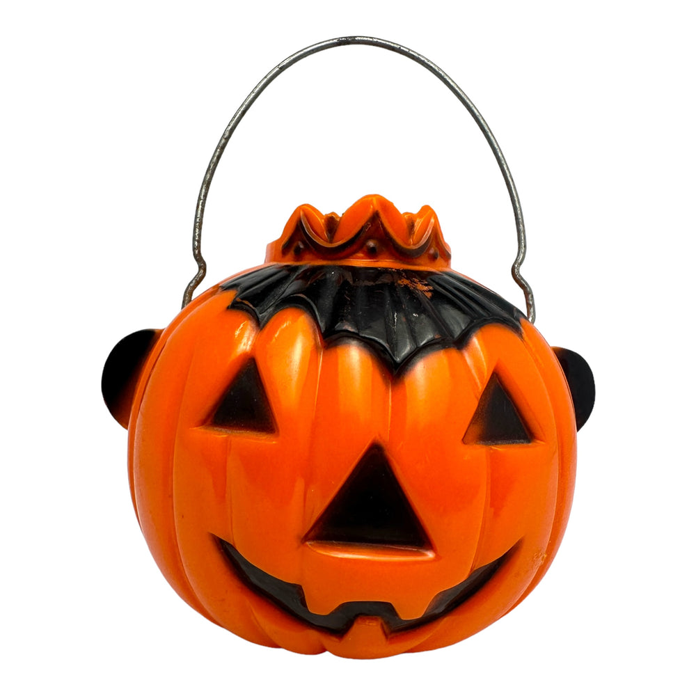 Vintage Halloween Hard Plastic Rosbro Jack-O'-Lantern Queen Candy Container from the 1940s / 1950s at Eerie Emporium.