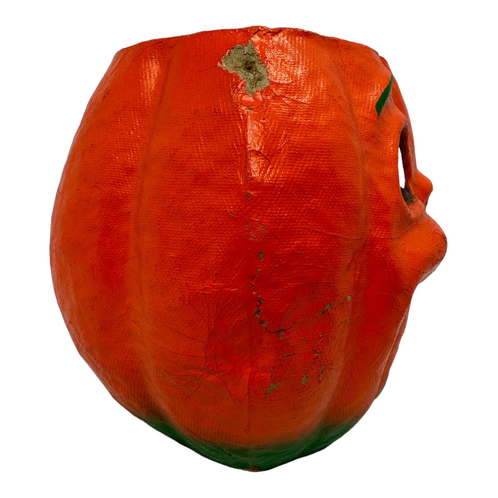 Vintage Halloween Pulp Paper Mache Jack-O'-Lantern Candy Container from the 1950s at Eerie Emporium.