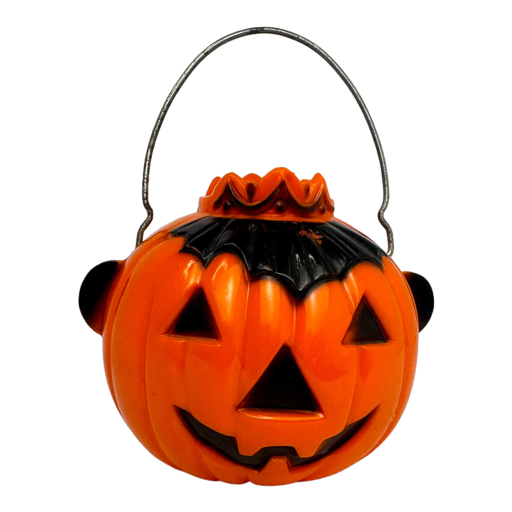 Vintage Halloween Hard Plastic Rosbro Jack-O'-Lantern Queen Candy Container from the 1940s / 1950s at Eerie Emporium.