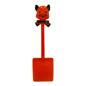 Vintage Halloween Rosbro Plastic Cat Shovel Candy Holder Toy from the 1950s at Eerie Emporium.