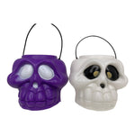 Vintage Halloween General Foam White and Purple Skull Buckets, Set of 2 at Eerie Emporium