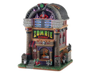 If you'd die for music, then Zombie Records is the place for you. The building is shaped like a large jukebox with two lights shining on the spooky song list. You can listen to anything from Whole Lotta Bones to More Brains! Don't be afraid of the zombies coming out of the graveyard in the front yard or the skeletal DJ inside.