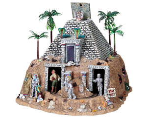 
            
                Load image into Gallery viewer, Mummies chase an explorer in and out of a large pyramid, while the peak of the pyramid opens and reveals another mummy. Palm trees, cobras and additional Egyptian artifacts are scattered throughout the entire scene.
            
        