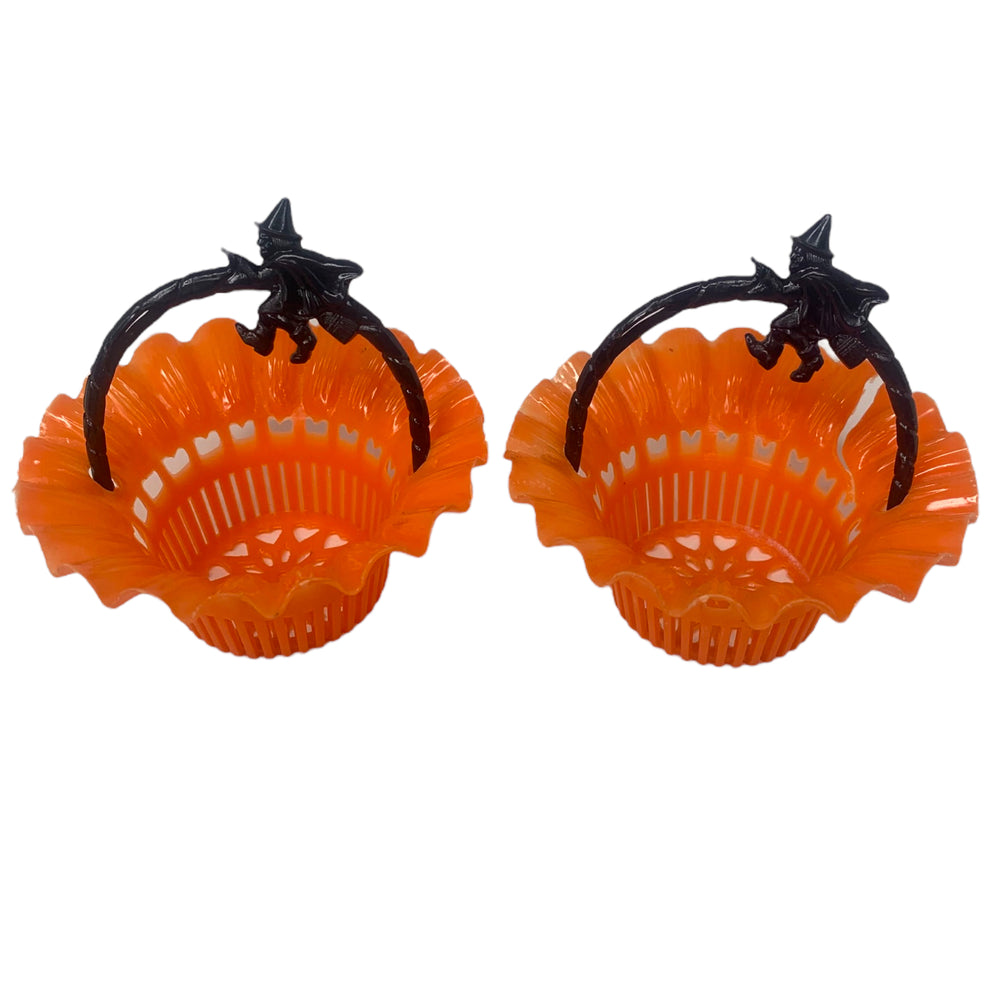 Vintage Plastic orange and black 1950s witch nut cups