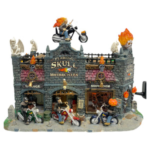 Lemax Spooky Town Flaming Skull Motorcycles #95829 Product Video