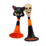 Vintage Halloween Plastic Fun World Horns - one cat and one skull