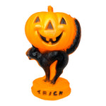 Vintage Halloween Trick or Treat Pumpkin Black Cat Tabletop Blow Mold 