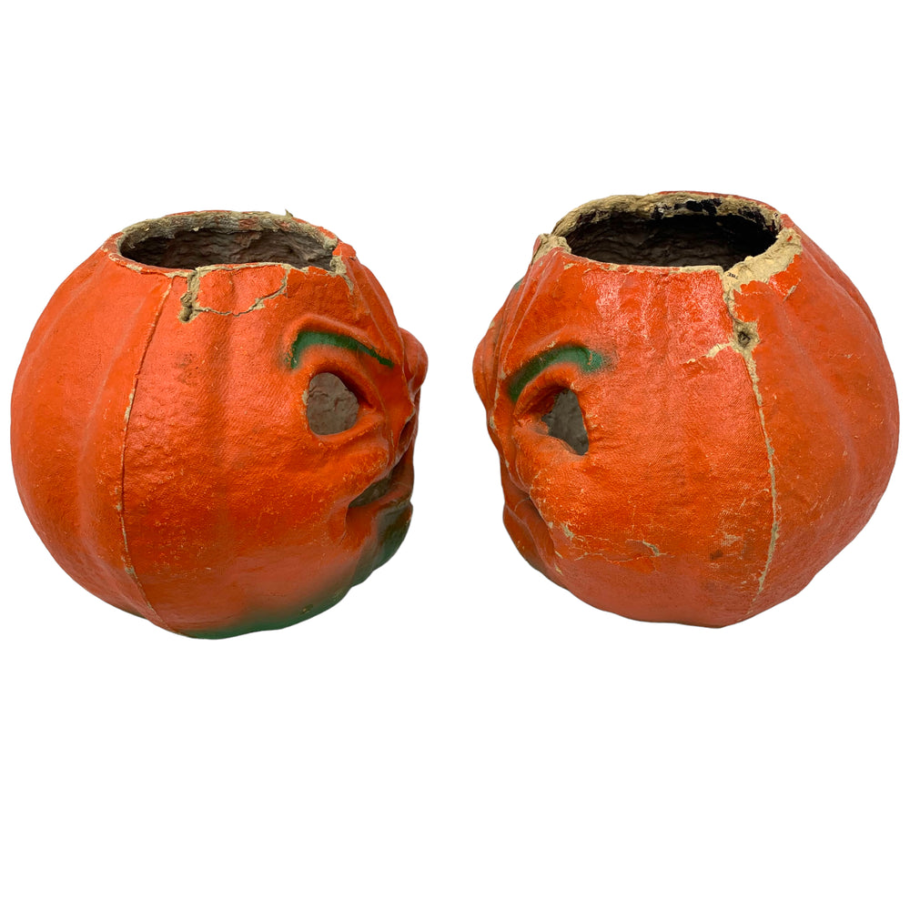 Pair of large vintage Paper Mache Pumpkins from the 1940s or 1950s.