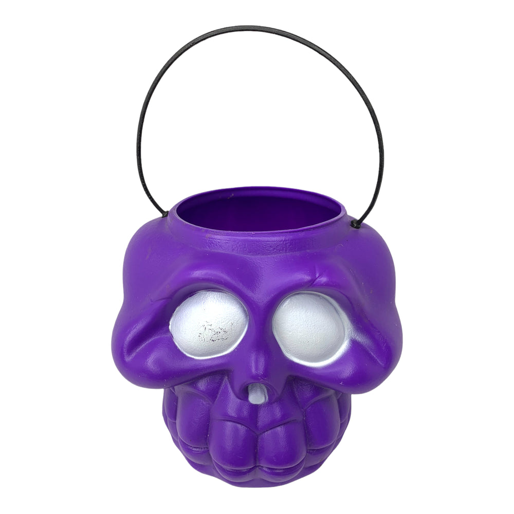 
            
                Load image into Gallery viewer, Purple Plastic Skull Trick or treat bucket
            
        