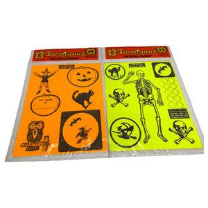 Vintage Halloween Luminous Trick or Treat Safety Stickers, Set of 2 ~ 1960s/1970s 