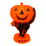 Vintage Halloween Trick or Treat Pumpkin Black Cat Tabletop Blow Mold ~ No Light Cord 