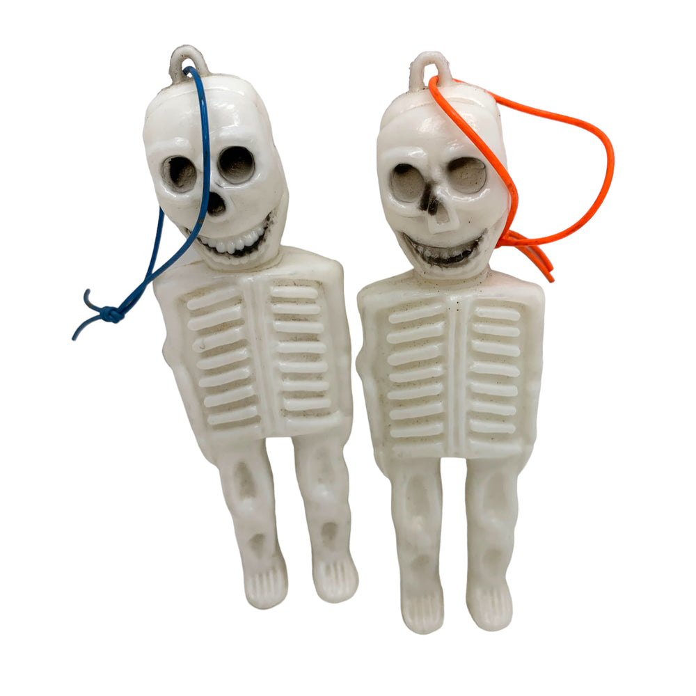 Vintage Halloween Mini Blow Mold Plastic Skeletons, Set of 2