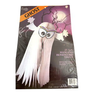 
            
                Load image into Gallery viewer, Vintage Halloween Eureka Honeycomb 25&amp;quot; Ghost Die Cut in Package
            
        