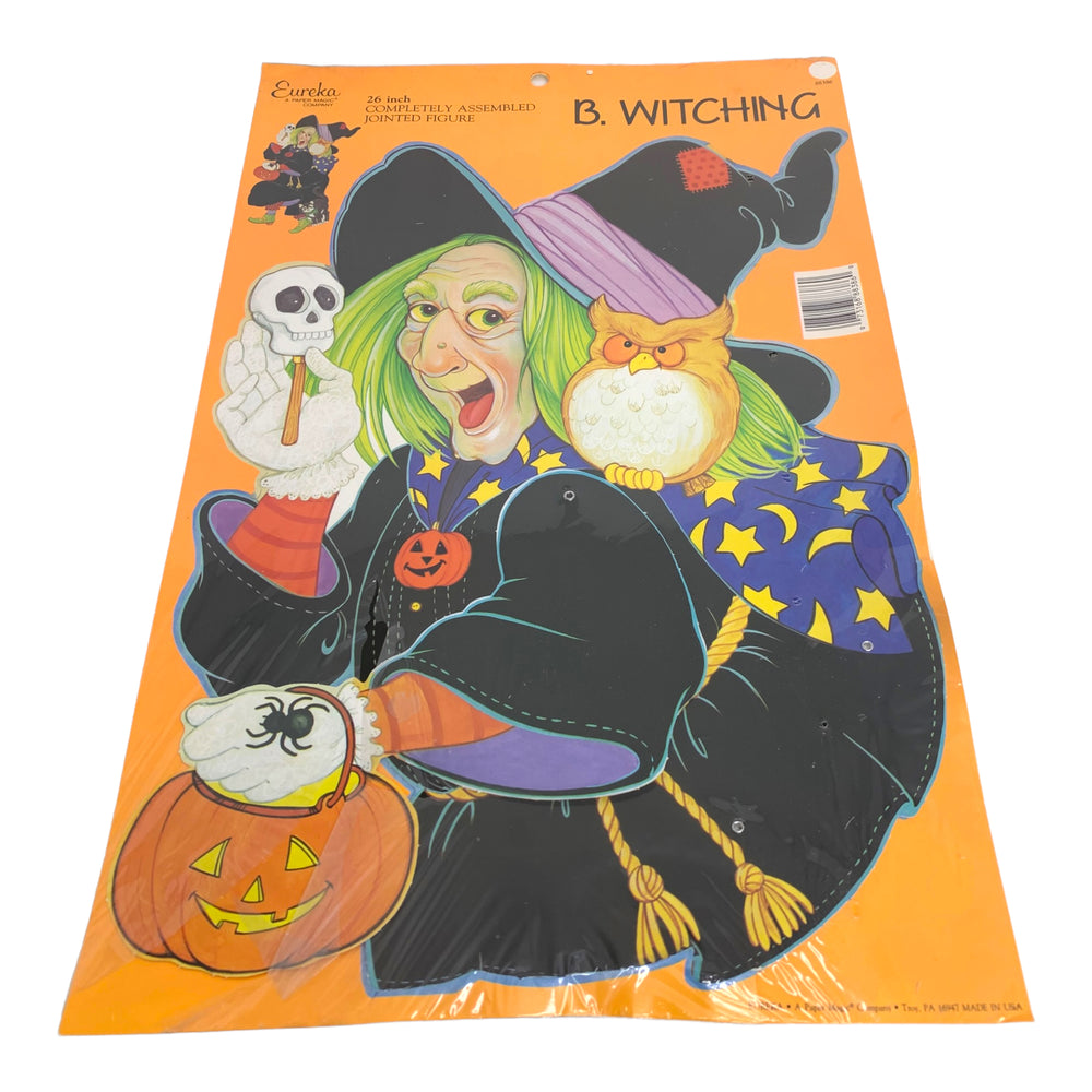 
            
                Load image into Gallery viewer, Vintage Halloween Eureka Large Jointed Witch Die Cut Decoration from the 1980s
            
        