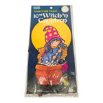 Vintage Halloween Eureka Honeycomb 10" Witch and Cauldron Centerpiece in Package from 1970s/1980s