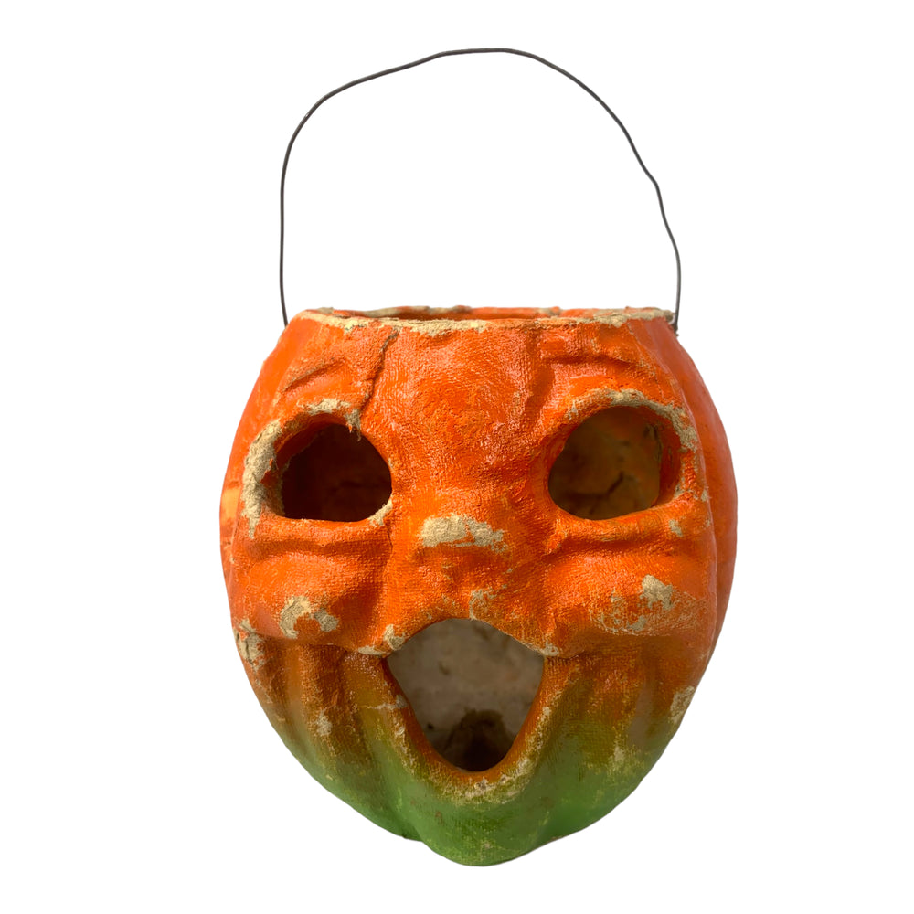 Vintage Halloween Paper Mache Pumpkin from the 1940s or 1950s