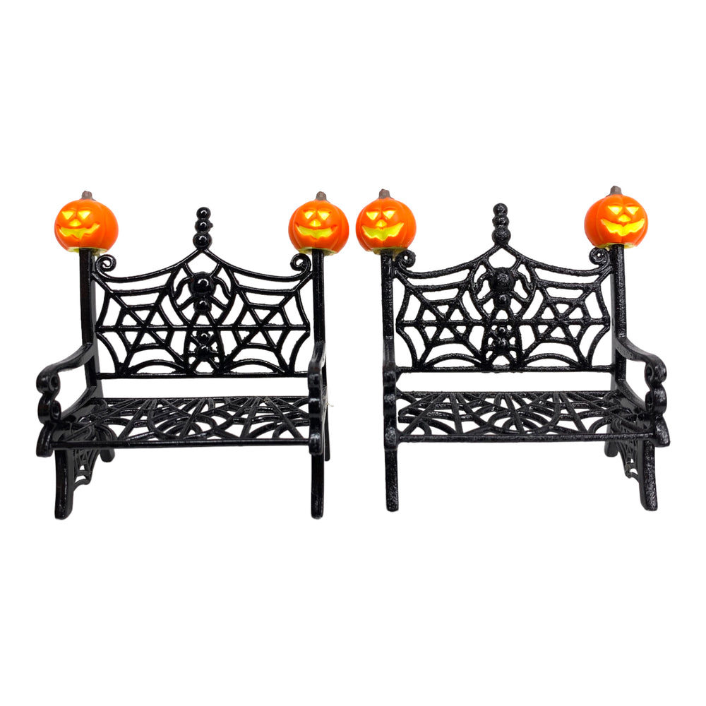 
            
                Load image into Gallery viewer, Retired Lemax Spooky Town Spiderweb Bench #74582 Set of 2
            
        