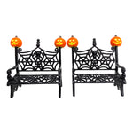 Retired Lemax Spooky Town Spiderweb Bench #74582 Set of 2