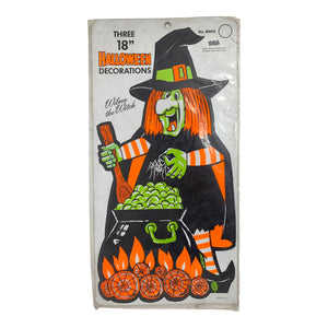 Vintage Halloween Eureka Set of 3 18" Die Cut Decorations In Original Package