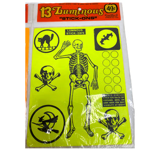 Vintage Halloween Luminous Trick or Treat Safety Stickers, Set of 2 ~ 1960s/1970s 