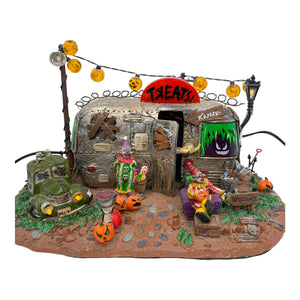 
            
                Load image into Gallery viewer, Retired Lemax Spooky Town Killer Clown Mobile Home #14323 - A mobile home is crawling in sinister, scary clowns and jack o lanterns.
            
        