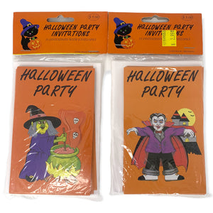 
            
                Load image into Gallery viewer, Vintage Halloween Invitation Cards, one with a witch one with a vampire.
            
        